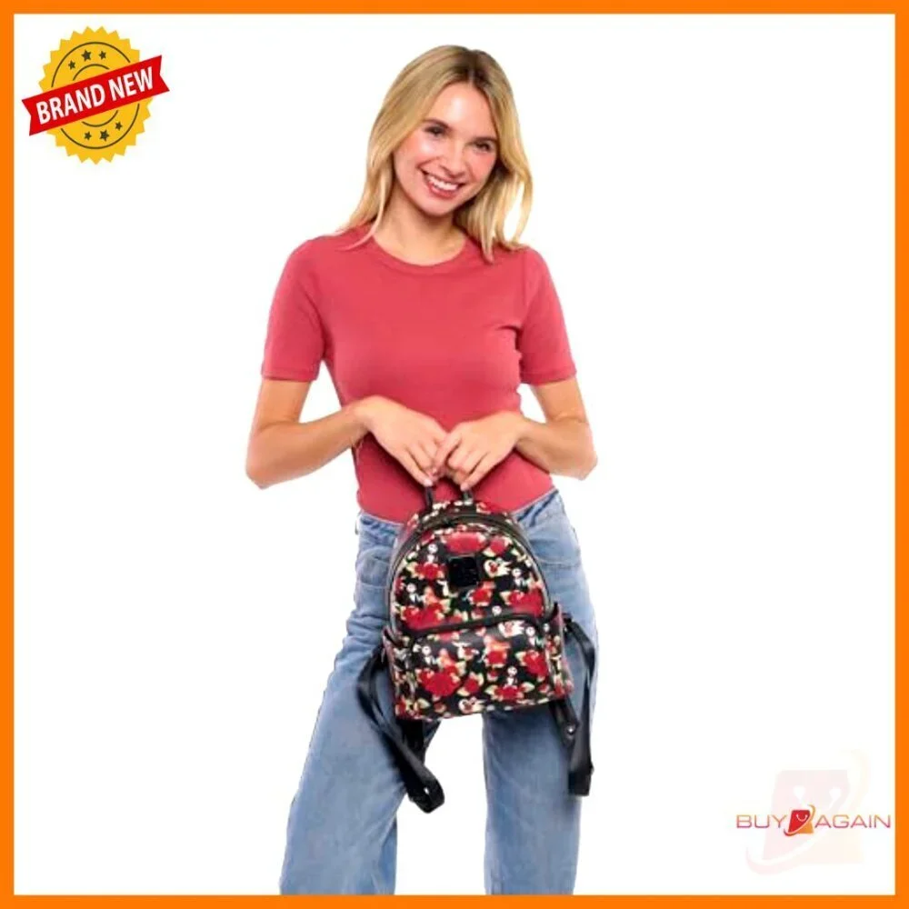Mini Backpack with Adjustable Straps, Faux Leather, Multiple Pockets